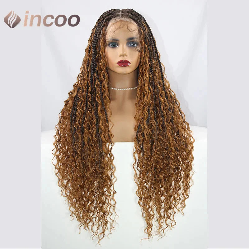 613 Blonde & Burgundy Butterfly Braids Wig | 36" Full Lace | Goddess Locs & Box Braids