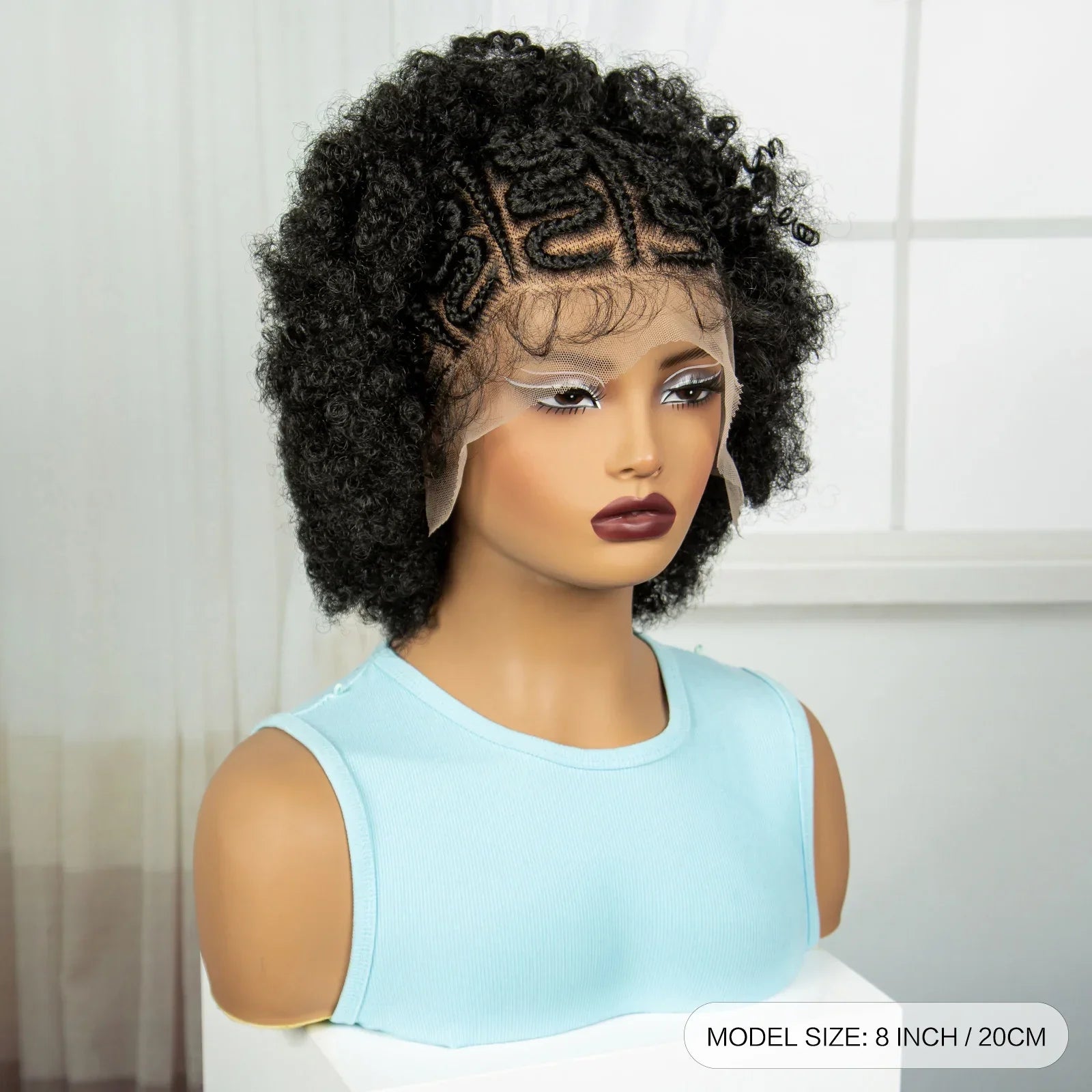 Afro Kinky Curly Braids Wig | Cornrow Accents | Full Lace | Baby Hair