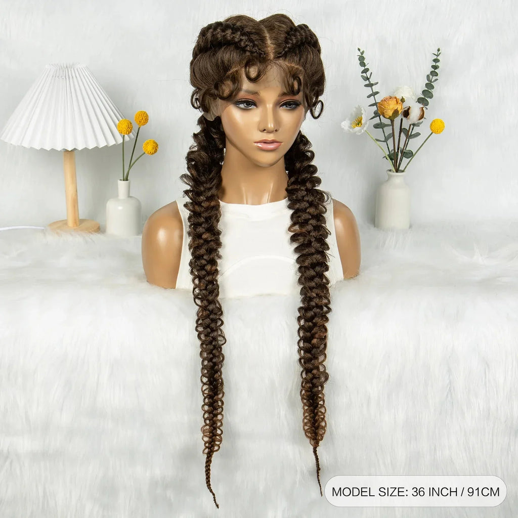 36" Twisted Braids Lace Front Wig | 13x1 | Senegalese Twist | Baby Hair | Handmade Synthetic Braids