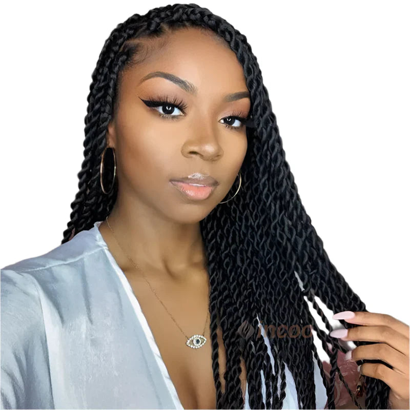 26 Inch Senegalese Twist Faux Locs Braided Wig - Full Lace - Knotless - Synthetic - with Baby Hair