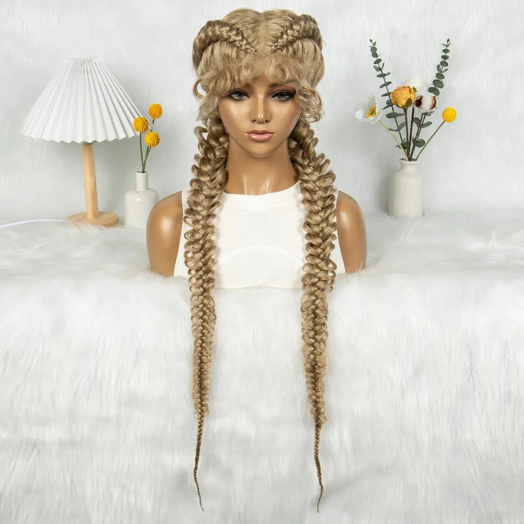 36" Twisted Braids Lace Front Wig | 13x1 | Senegalese Twist | Baby Hair | Handmade Synthetic Braids