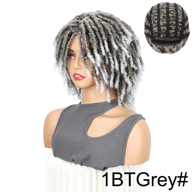 6" Short Dreadlock Wig | Curly Twisted Braid | Heat Resistant Synthetic Wig | Black & Brown