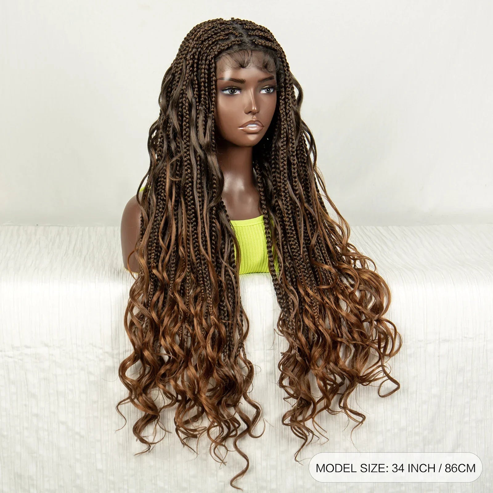 34" Ombre Curly Braids Wig | 1B/30 | Deep Wave | Full Lace | Baby Hair