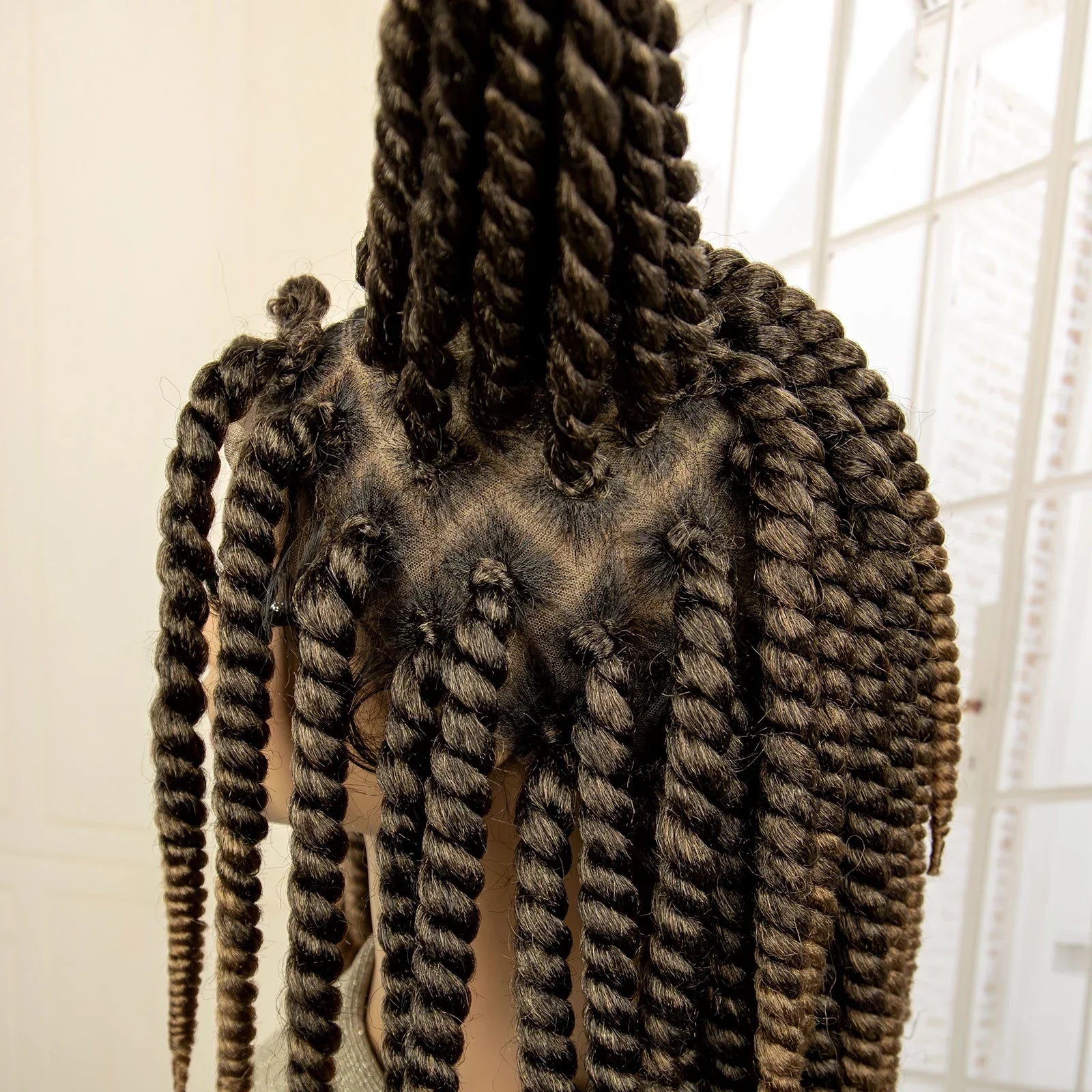 16 Inch Brown Twisted Braided Bob Wig | Full Lace | Kanekalon Fiber | For Black Women