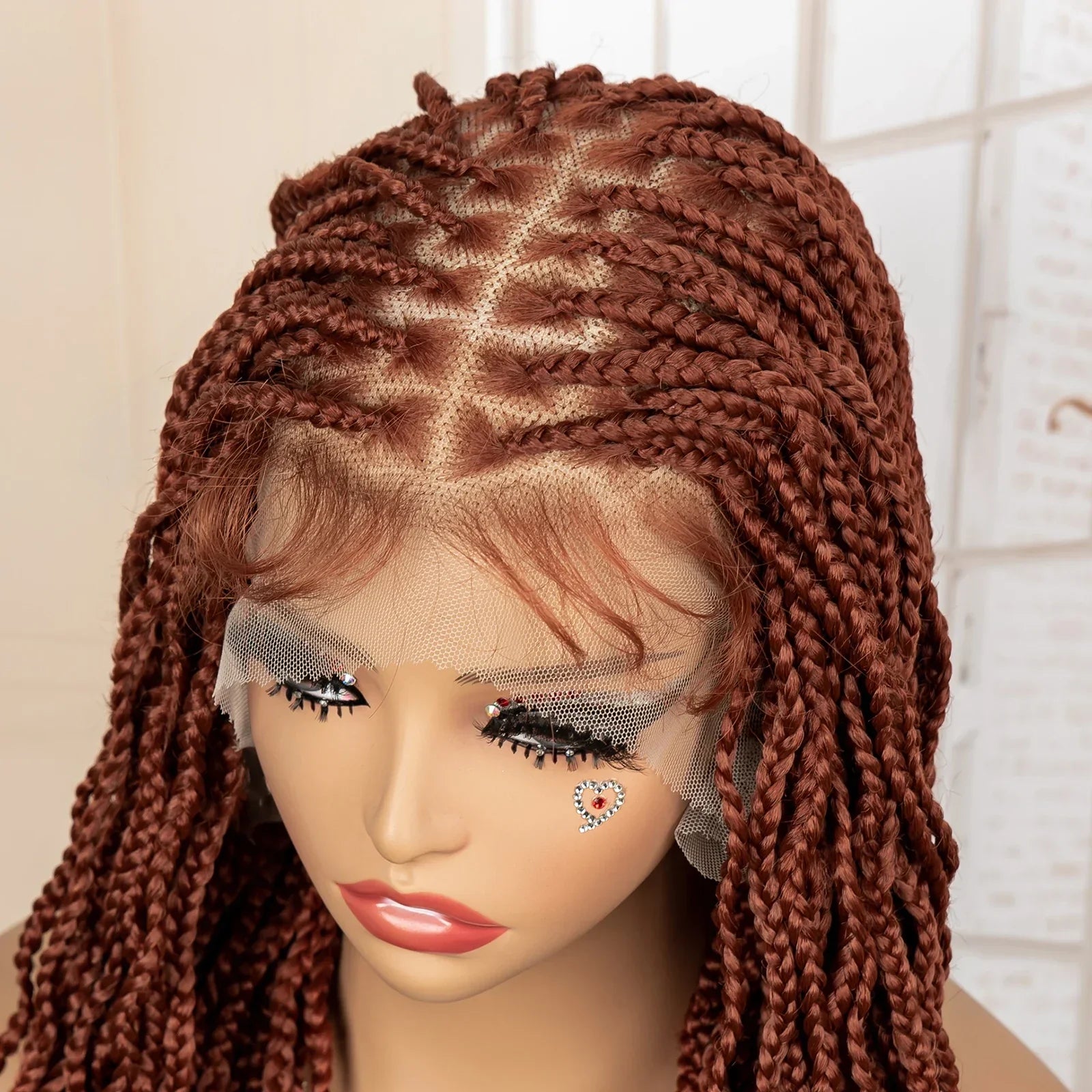36" HD Full Lace Box Braided Wig | Ginger Color #350 | Lace Frontal Braids | Baby Hair | Synthetic Hair Wig