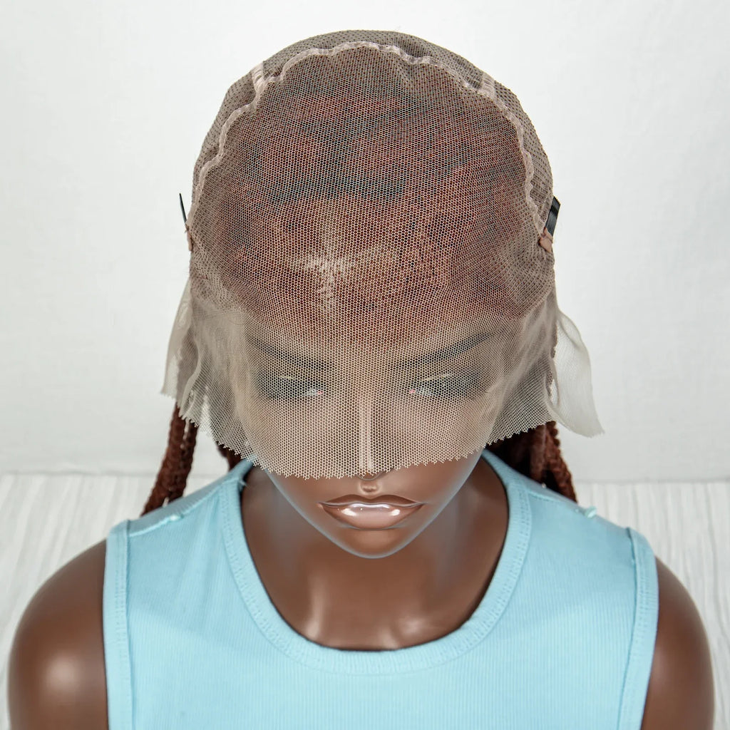 #350 Knotless Box Braids Wig | Dark Ombre | Lace Frontal | Short Straight Braids | Black Women