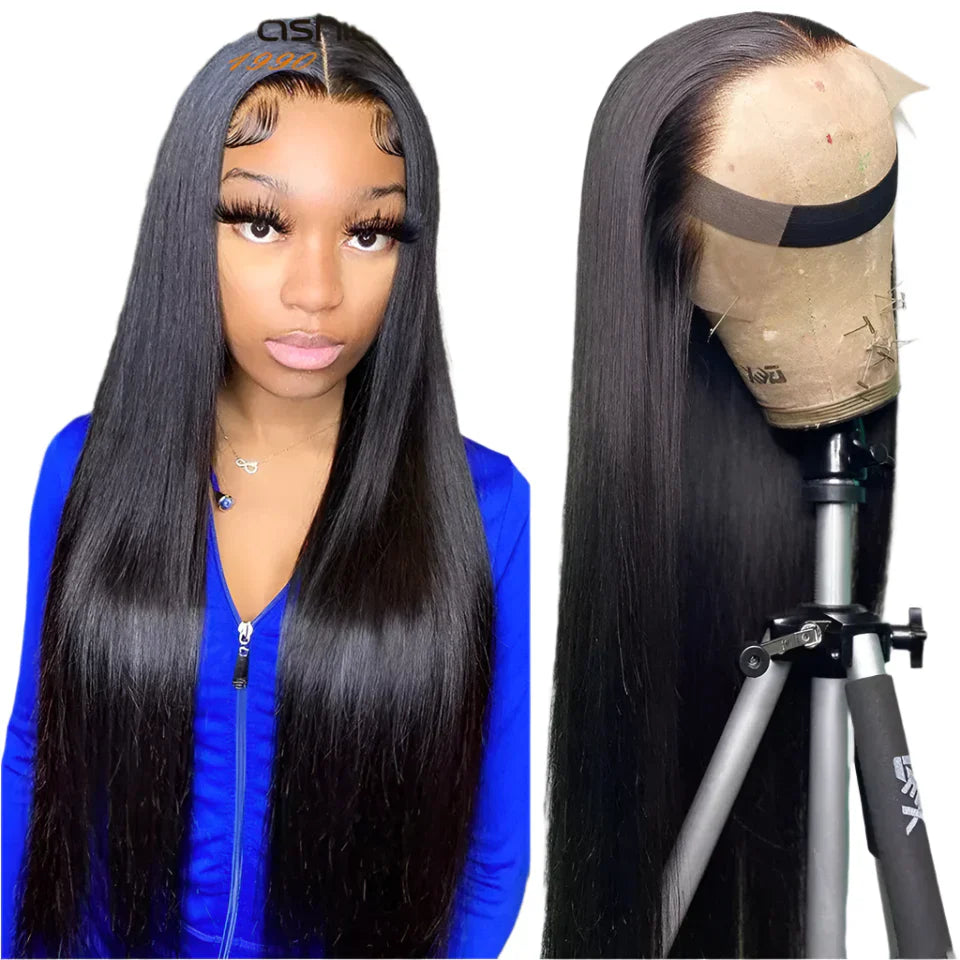 180D Straight Lace Front Wig Human Hair | Pre-Plucked 13x4 Brazilian Remy Frontal Wig (Light Brown Lace)