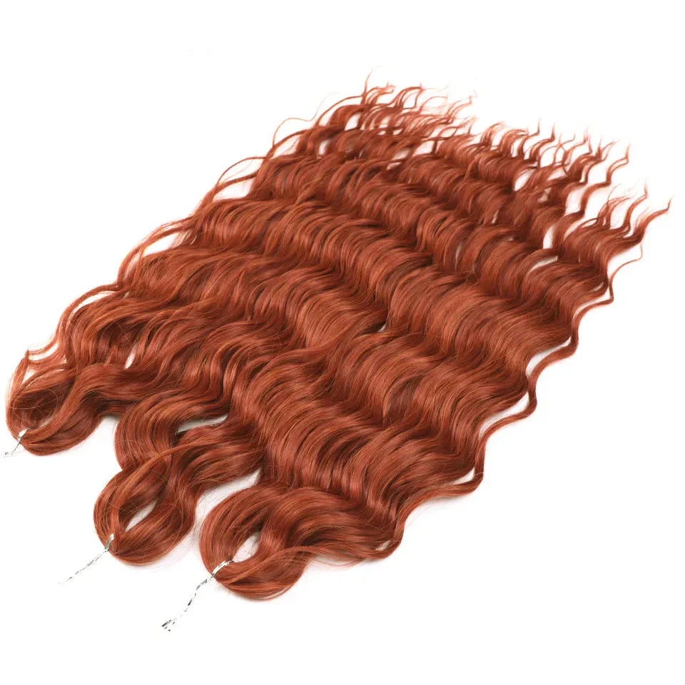24" Orange Twist Crochet Hair | Synthetic Deep Wave Braiding Hair Extensions | Water Wave Hair | Heat Resistant Fiber | 60 Strands/Pack
