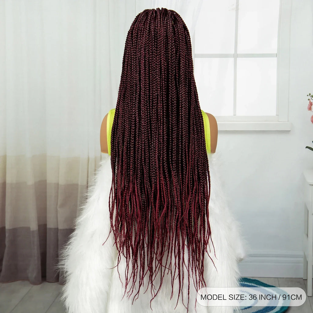 36" Ombre Knotless Braids Wig | 1B/27 | 9x6 Lace Front | Baby Hair