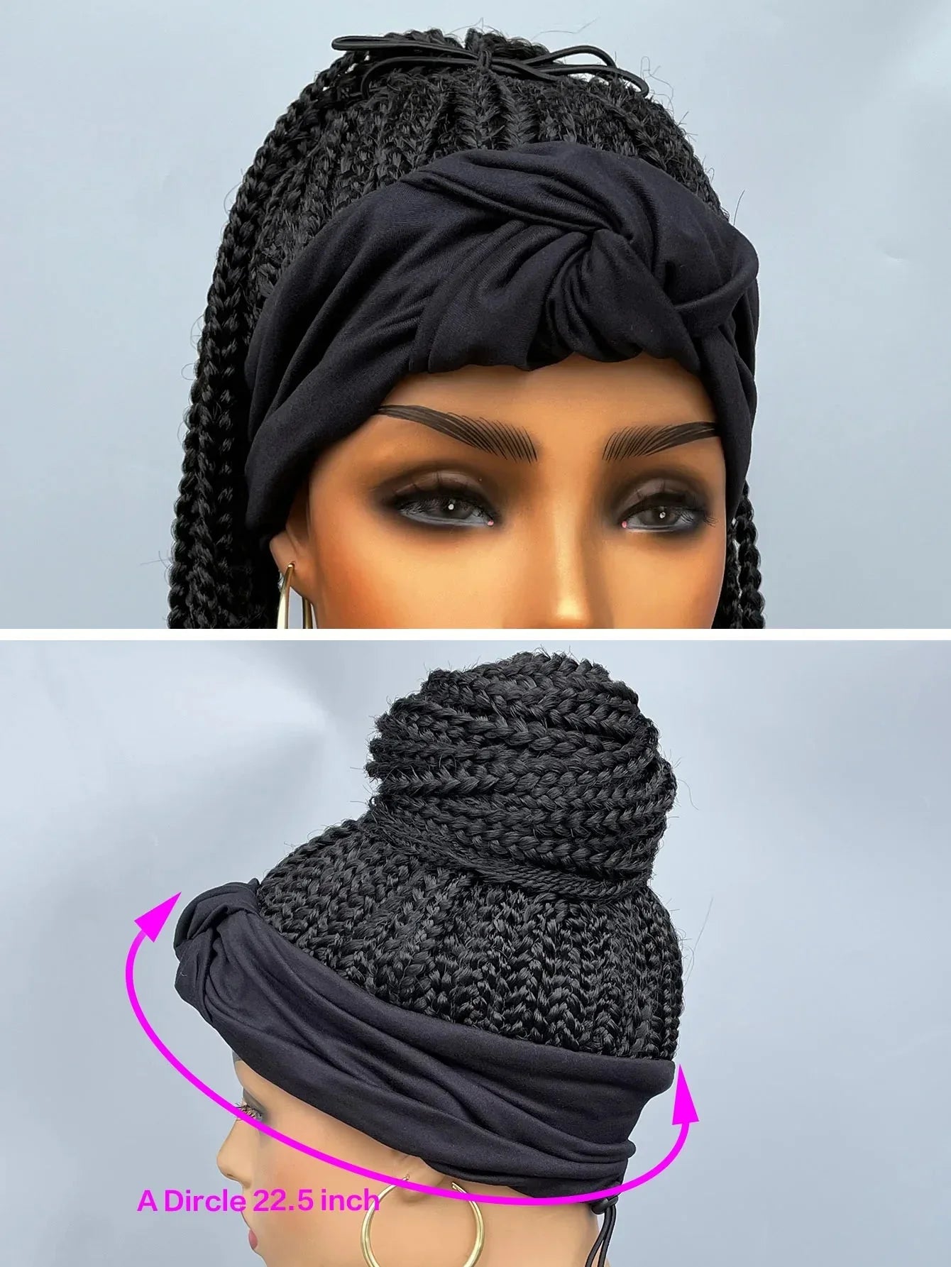 26" Twist Cornrow Headband Wig | Crochet Braids | Long Straight Synthetic