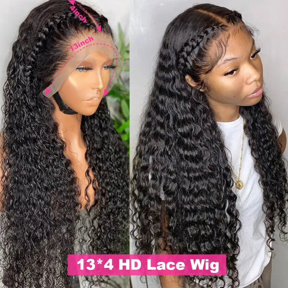32-36 Inch Deep Wave Lace Front Wig | Brazilian Remy Human Hair | 180% Density