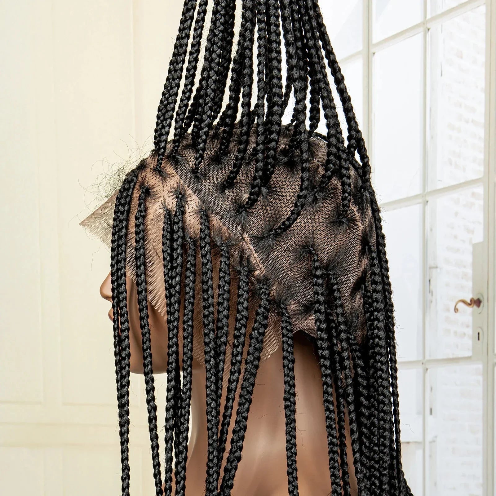 36" 613 Full Lace Knotless Box Braided Wig | Transparent HD Lace | Baby Hair | Synthetic Wig for Black Women