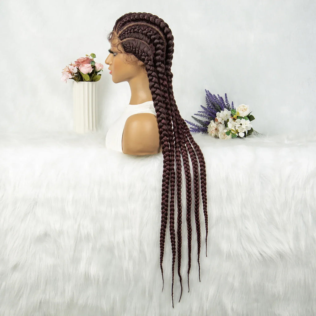 36" Blonde Knotless Box & Cornrow Braids Wig | Lace Front