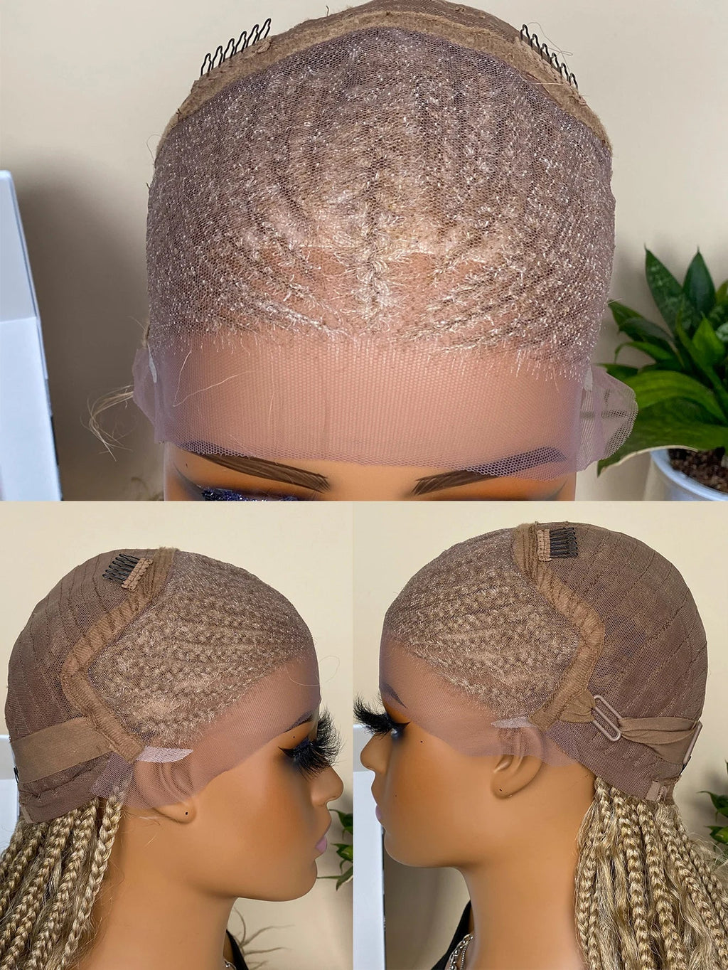 28" 613 Blonde Straight Cornrow Box Braids Lace Front Wig - Long Synthetic Knotless Braids with Baby Hair