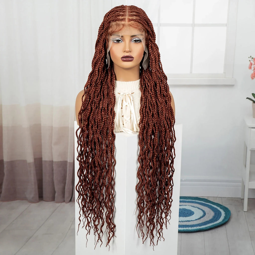 36" Long 613 Blonde Knotless Box Braids Wig | Full Lace Frontal Twist