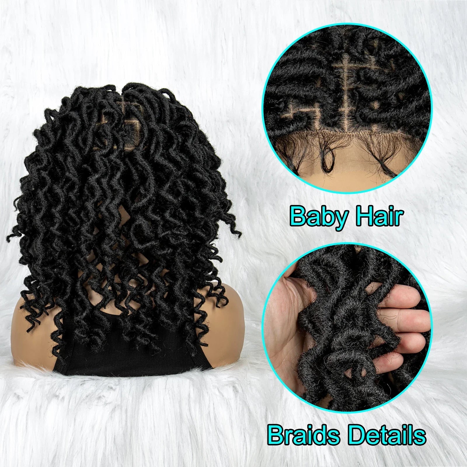 16" Synthetic Dreadlocks Braided Wig | Full Lace Crochet Style
