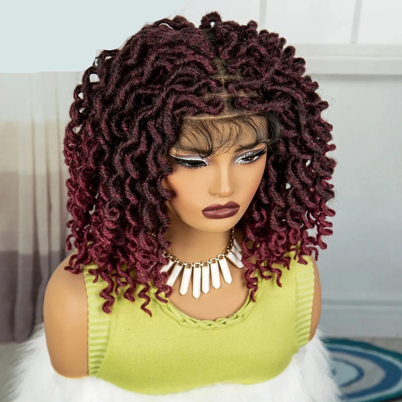 99J Burgundy Faux Locs Full Lace Wig | Baby Hair | Transparent Lace Front | Crochet Braids | Black Women