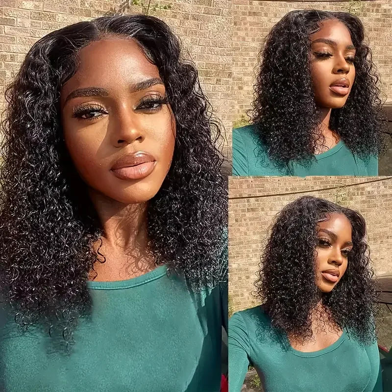 13x4 Deep Wave Bob Wig | Glueless Lace Front | Brazilian Remy Human Hair | Transparent Lace