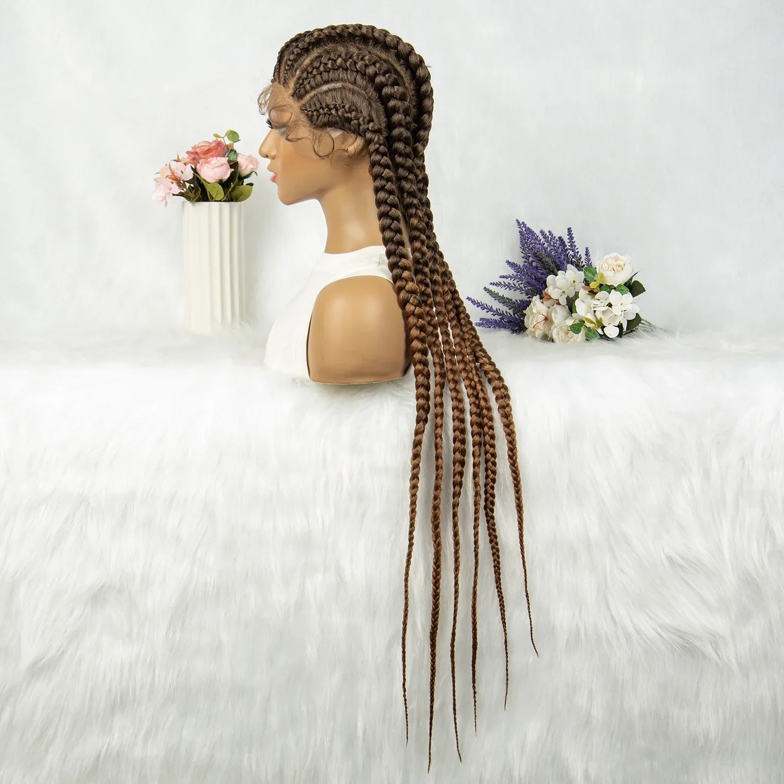 36" Blonde Knotless Box & Cornrow Braids Wig | Lace Front