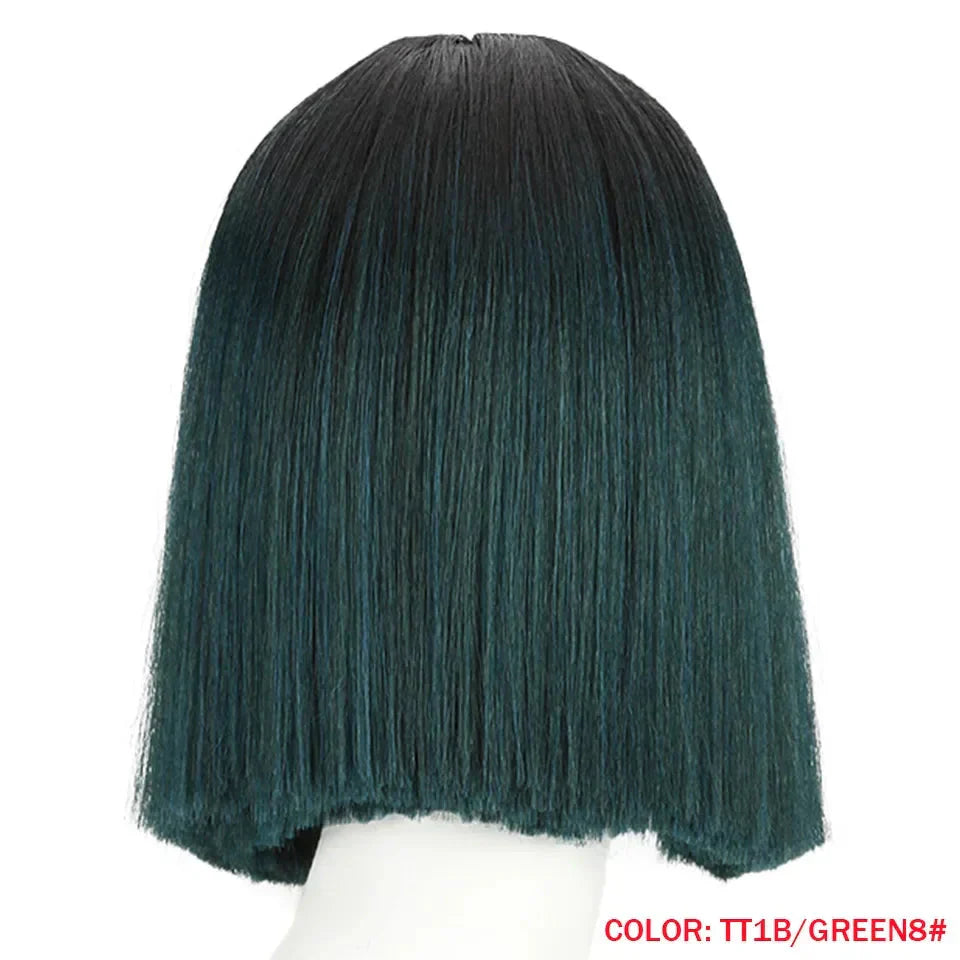 10 Inch Ombre Brown Straight Short Bob Wig | Synthetic Lace Front Wigs for Women (Heat Resistant Fiber, Cosplay & Daily Use)