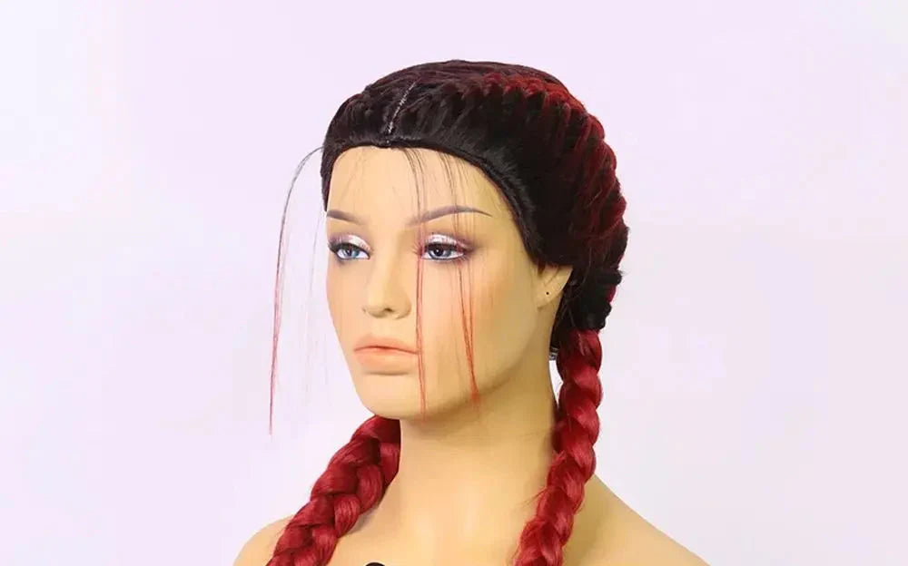 26" Black & Honey Blonde Box Braided Wig | Heat Resistant Synthetic Wig | Cosplay & Daily Wear | Machine Made