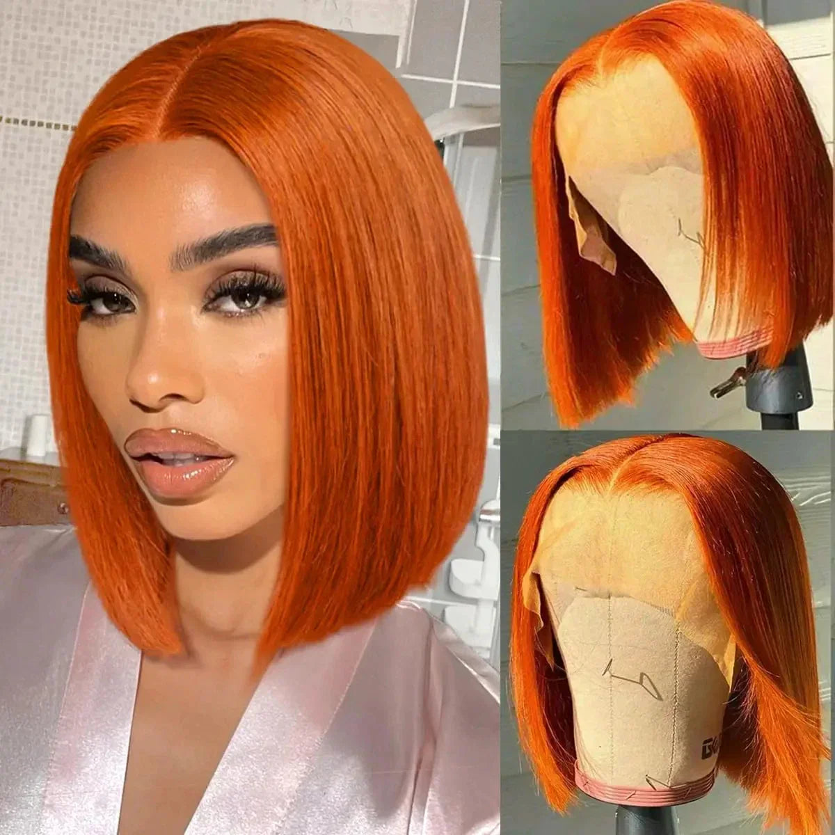 180% Density Honey Blonde Bob Wig | Straight T-Part Lace Front Brazilian Human Hair