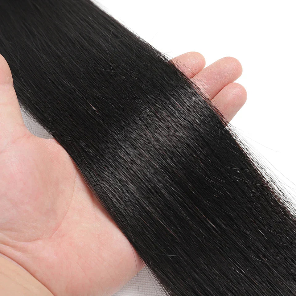 12A Peruvian Straight Bundles | 100% Raw Virgin Human Hair Extensions (Natural Black, 1/3/4 Pcs)