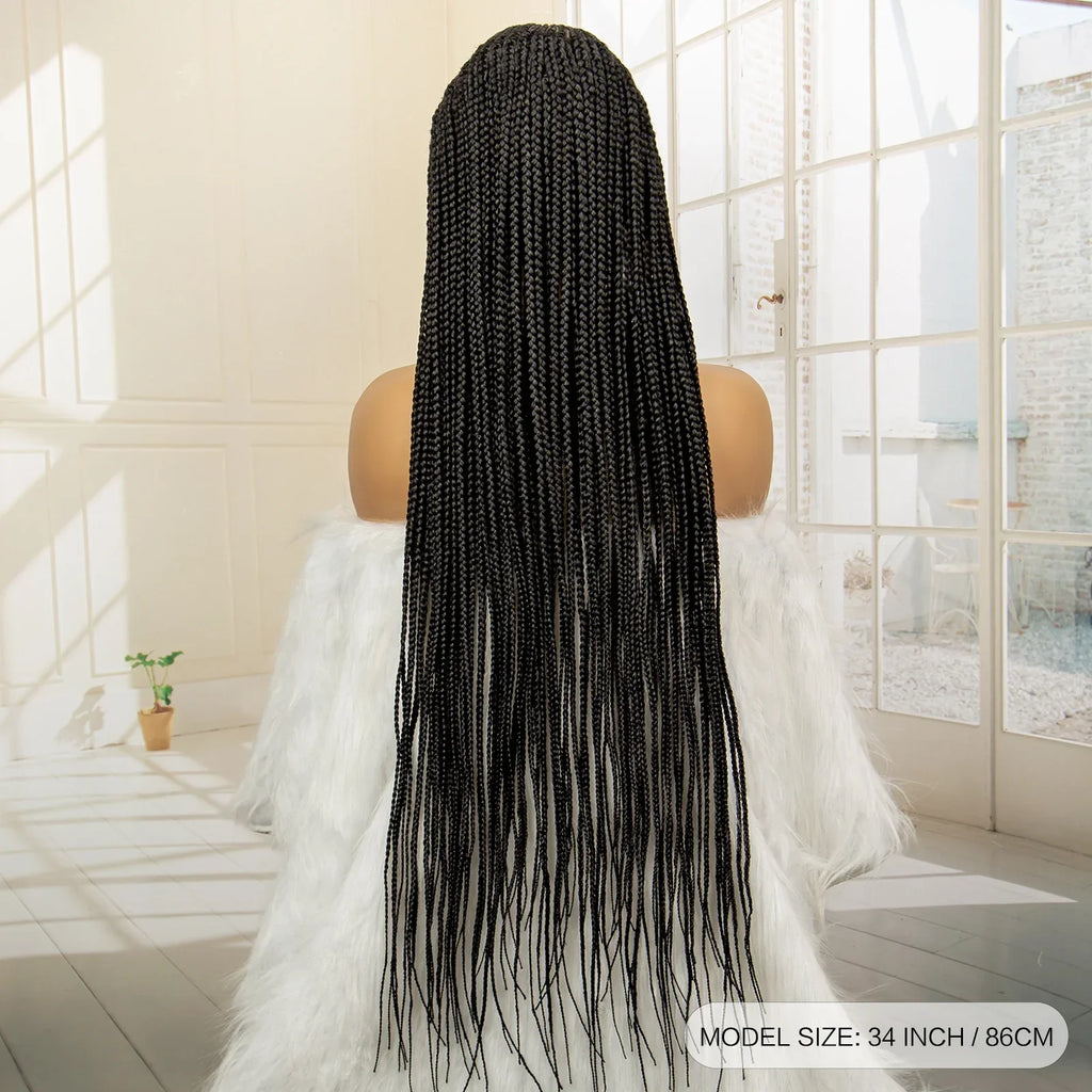 36" Full Lace Afro Cornrow Wig | Knotless Box Braids | Kanekalon Hair | For Black Women