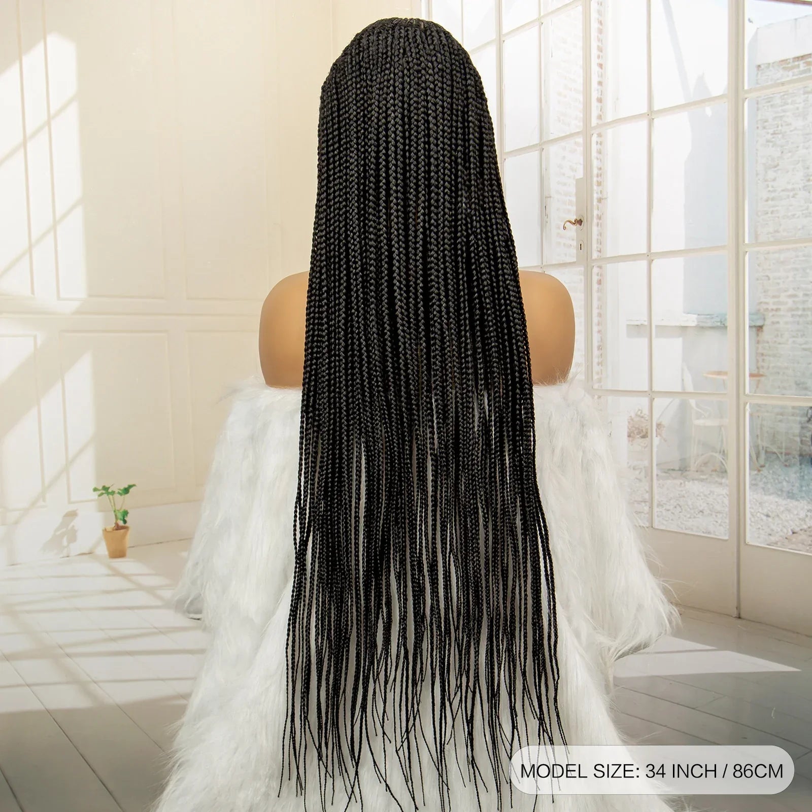 36" Full Lace Afro Cornrow Wig | Knotless Box Braids | Kanekalon Hair | For Black Women