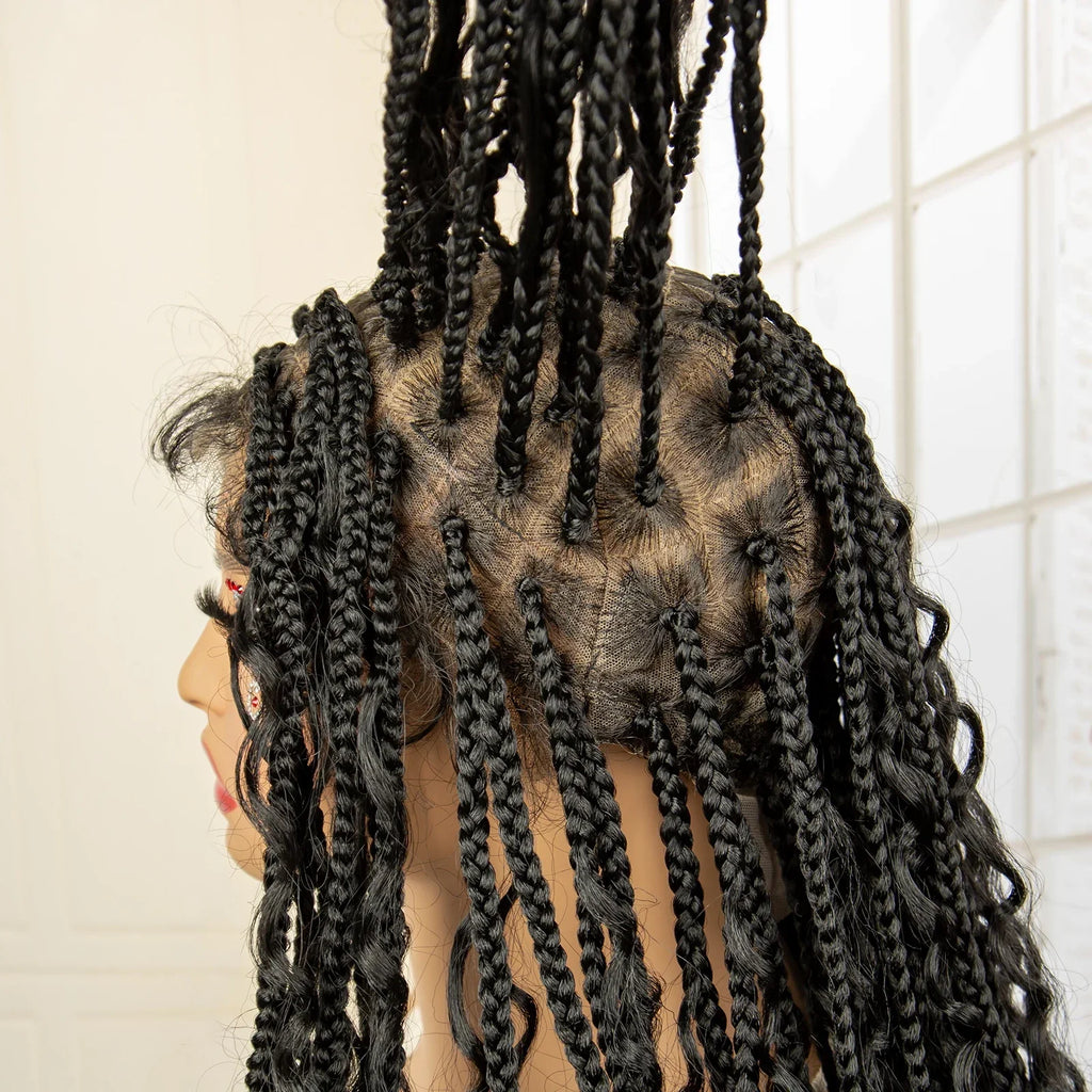 32 Inch Senegalese Twist Braided Wig - Knotless - Full Lace - Synthetic - with Baby Hair