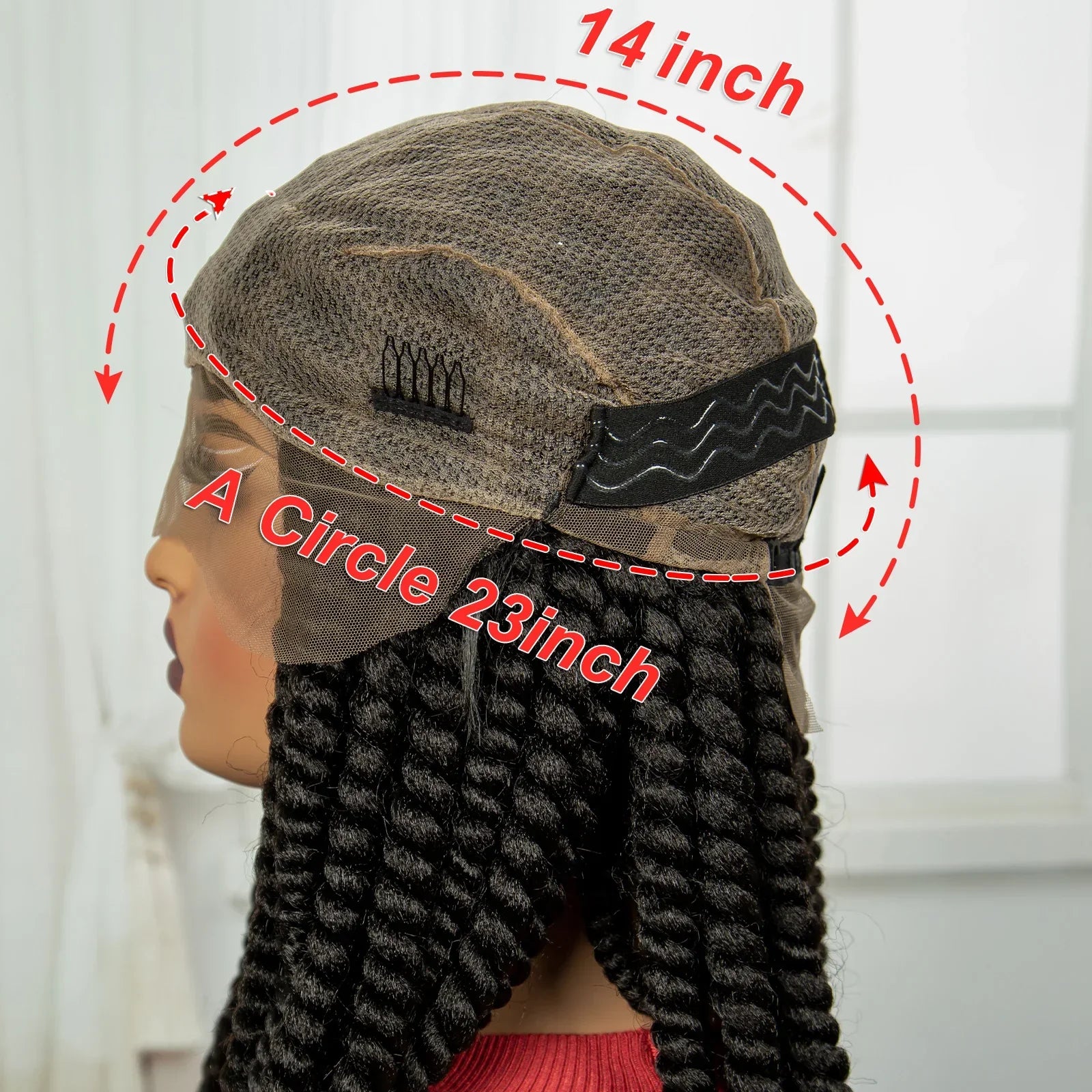 16" Knotless Box Twist Braids Wig | Full Lace | Baby Hair