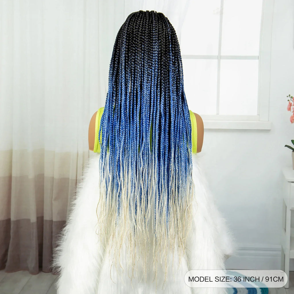 36" Ombre Knotless Braids Wig | 1B/27 | 9x6 Lace Front | Baby Hair