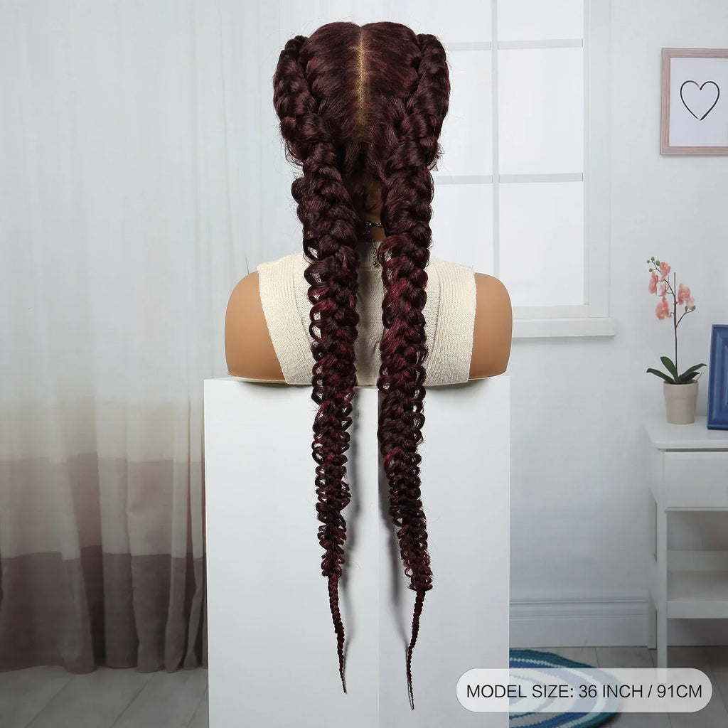 36" Blonde Twisted Braids Wig | Transparent Lace Front | Baby Hair