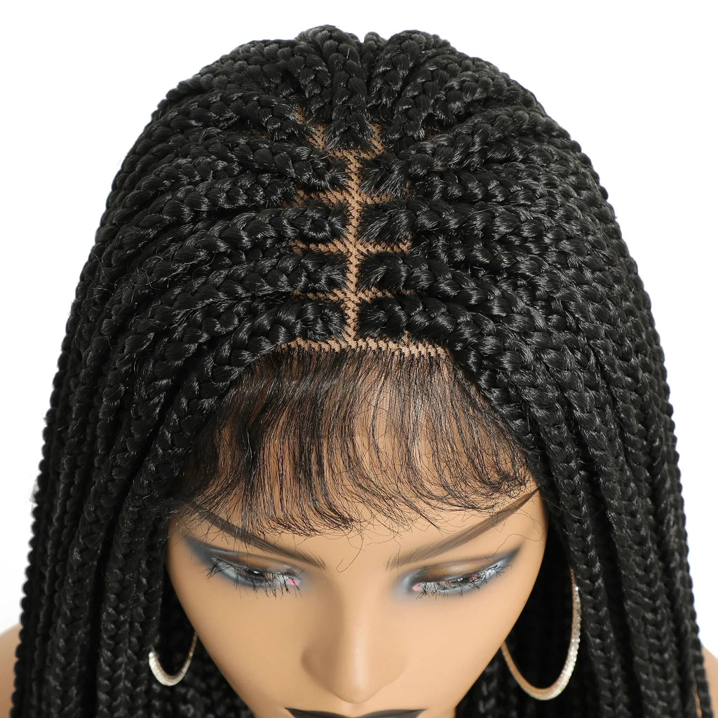 30" Ombre Box Braided Lace Wig | 4x4 | Twist Accents | Baby Hair | Synthetic Cosplay & Daily Wear