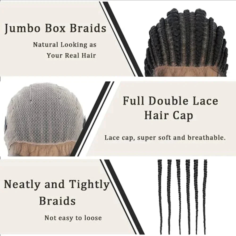 36" Jumbo Dutch Twins Cornrows Wig | Full Lace Front | Synthetic Braids | Black Women