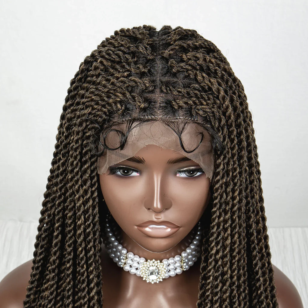 40" Long Straight Braided Wig | Full Lace | Baby Hair | Colored Braids