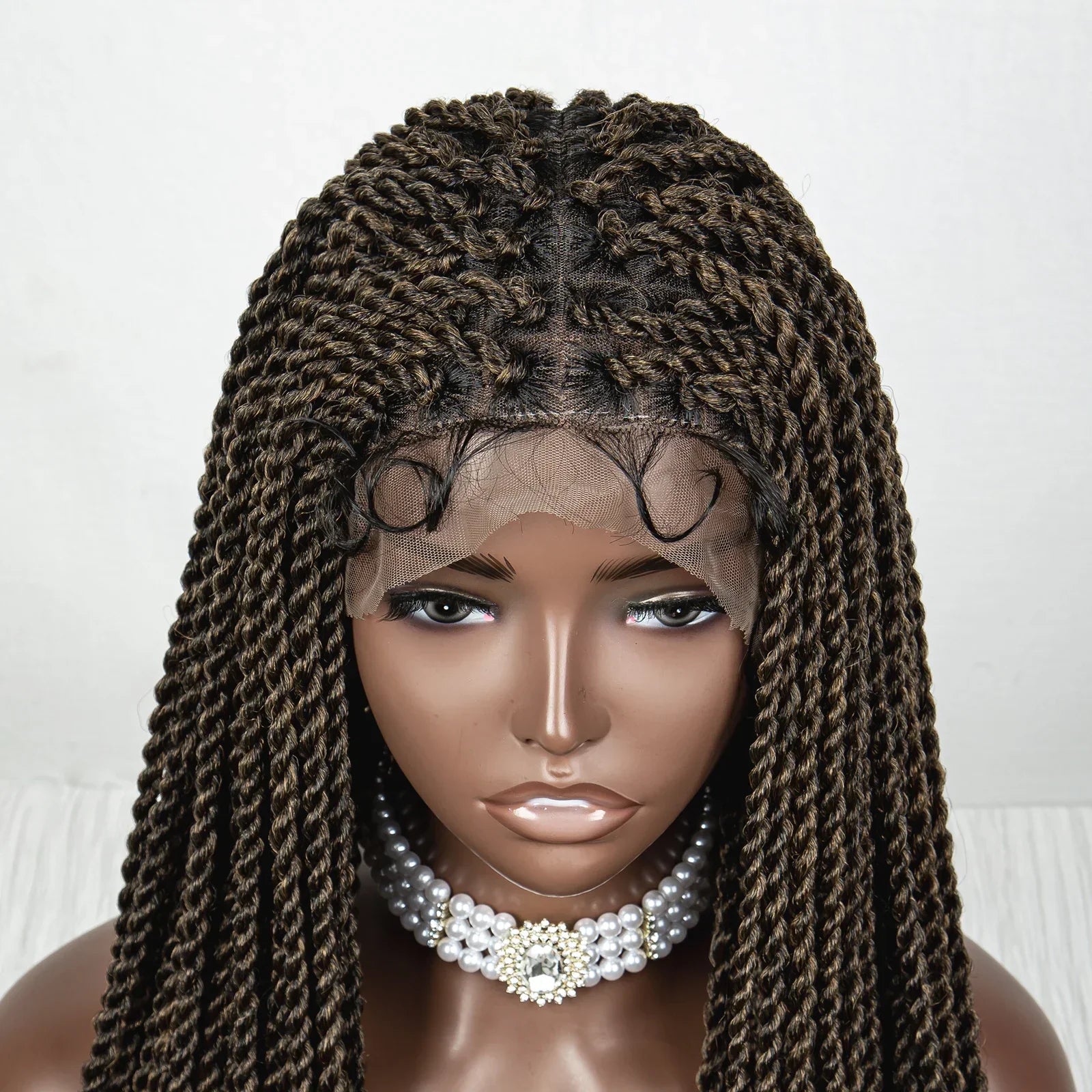 40" Long Straight Braided Wig | Full Lace | Baby Hair | Colored Braids