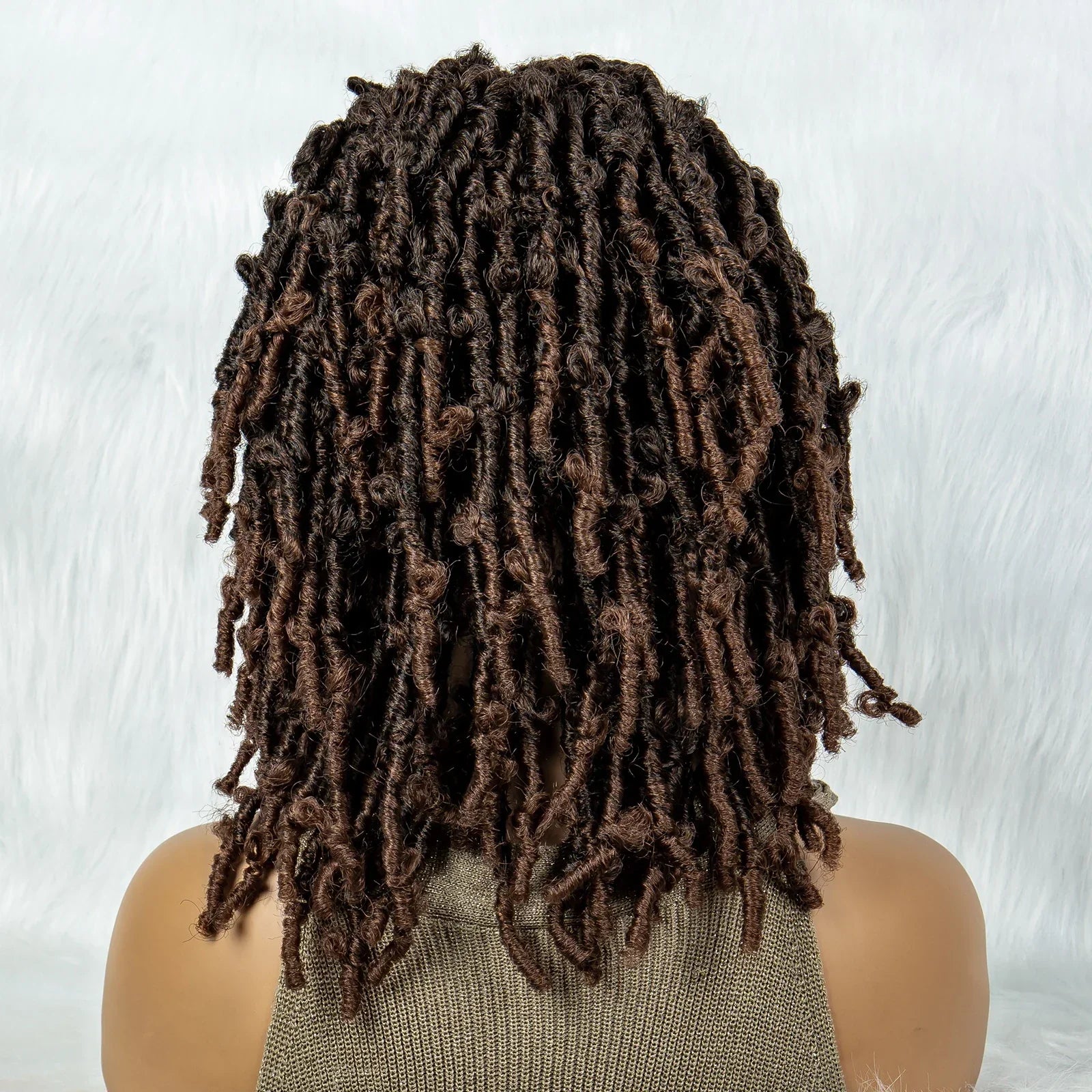 16" Short Knotless Butterfly Locs Wig | Synthetic Lace Front