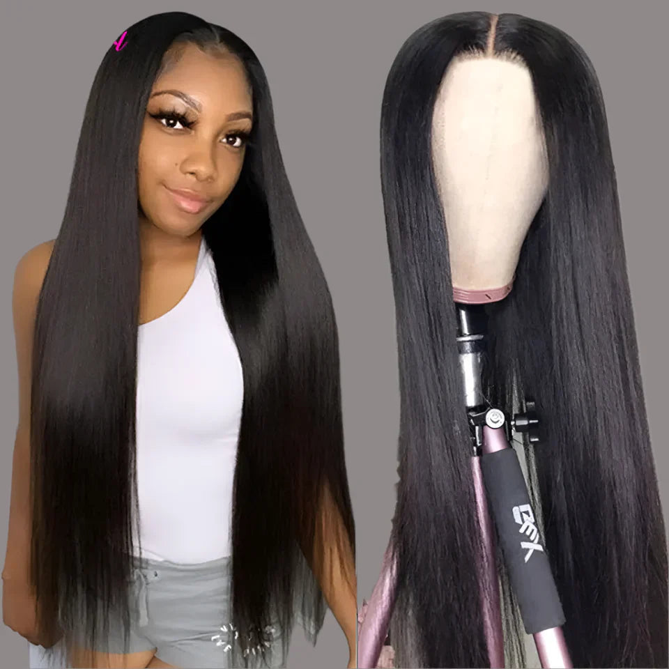 13x6 Lace Frontal Human Hair Wig | Straight Brazilian Remy Hair | Natural Black | 150%/180% Density | Pre-Plucked