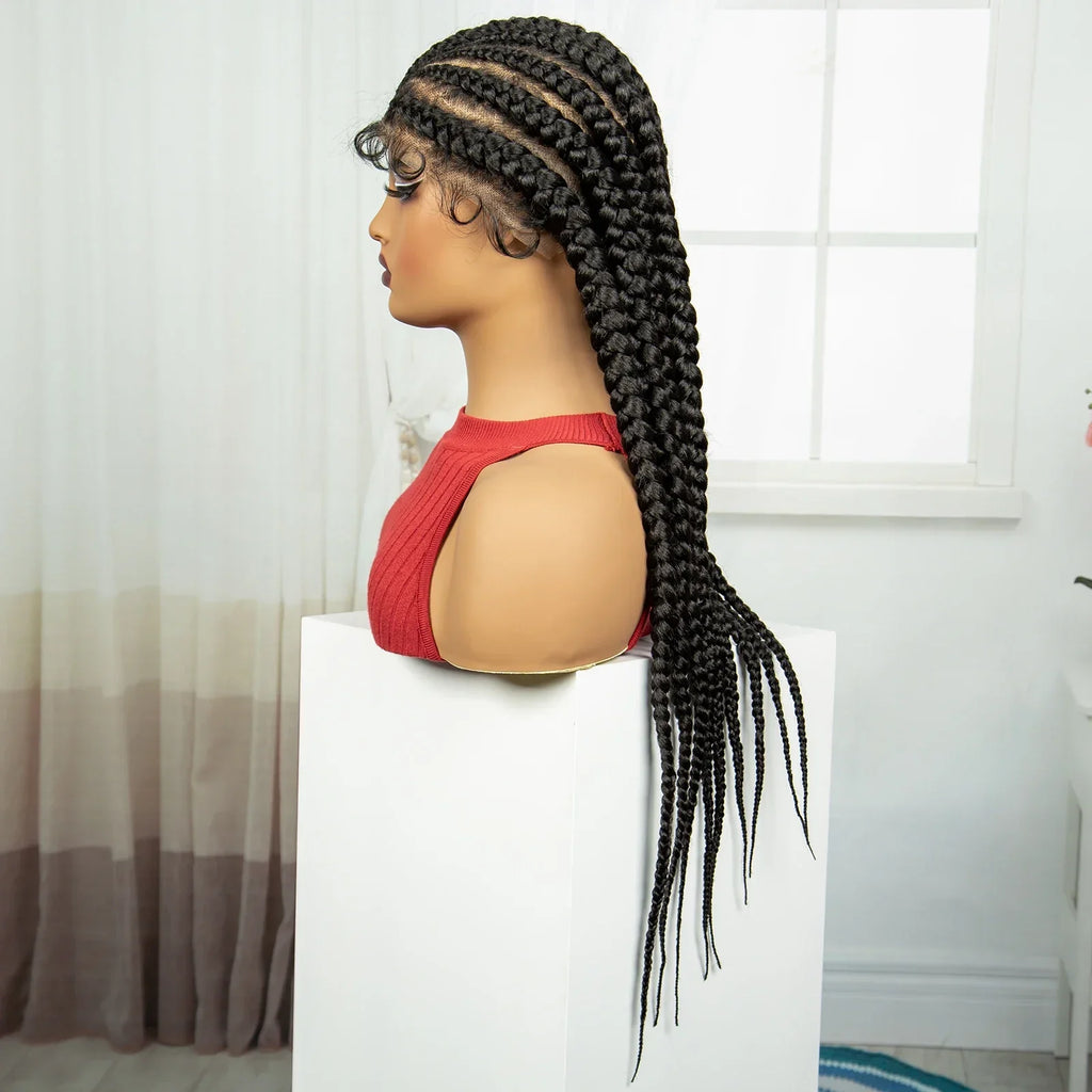 26" Natural Cornrow Braids Wig | Transparent Full Lace | Baby Hair