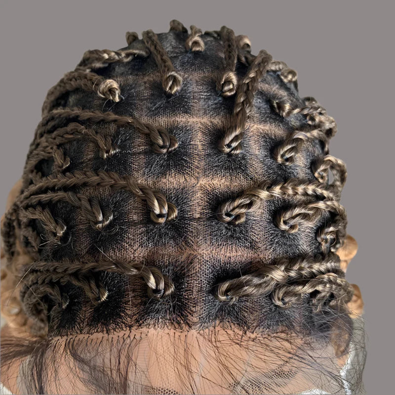 22" Curly End Box Braided Full Lace Front Wig | Goddess Locs | Bohemian Braids | Synthetic Wig