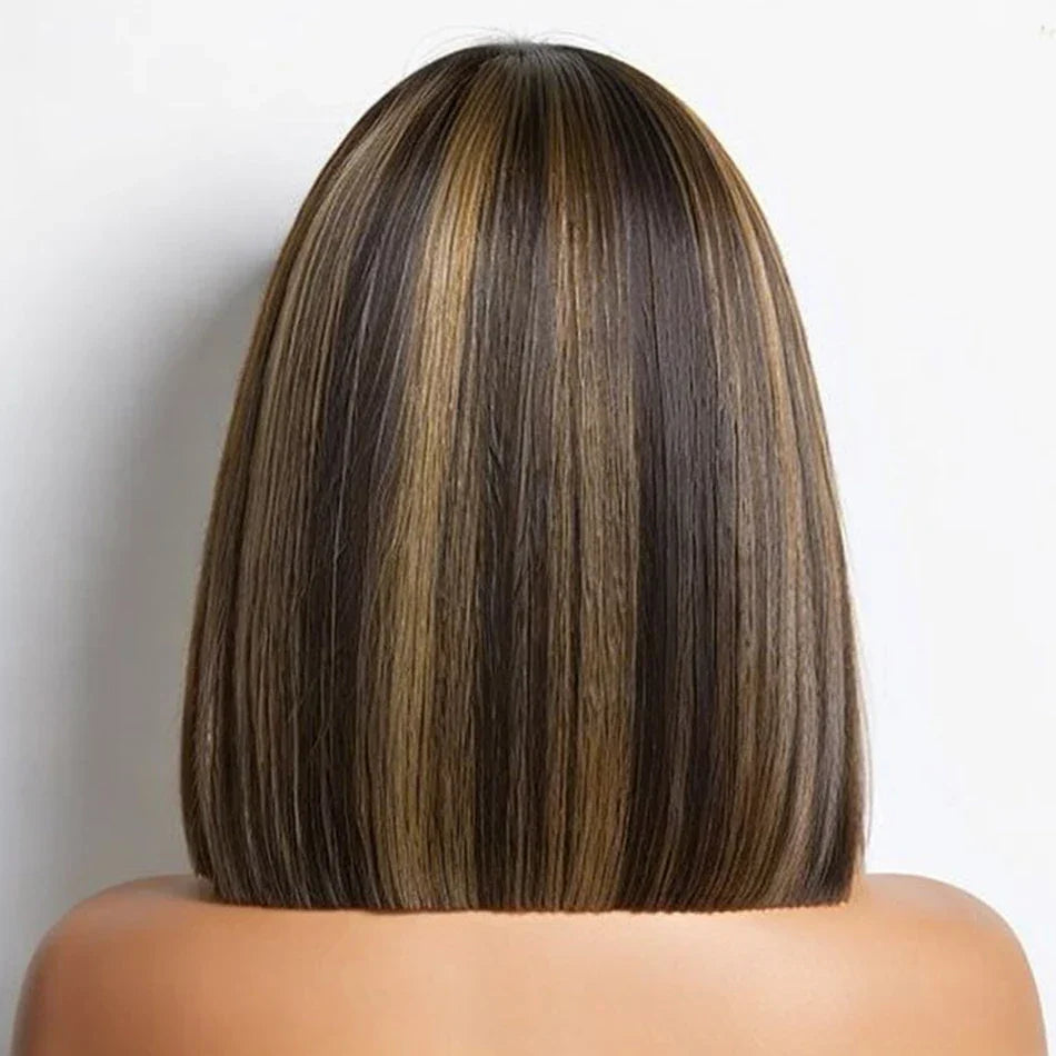 1B/27 Highlight Bob Wig - Brazilian Remy Human Hair 13x4 Lace Front Short Straight Wig (Clearance)