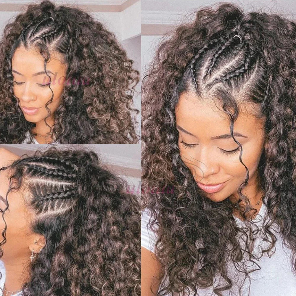 13x4 HD Lace Glue less Braided Wig | Kinky Curly Human Hair | Pre-Styled Bob Wig