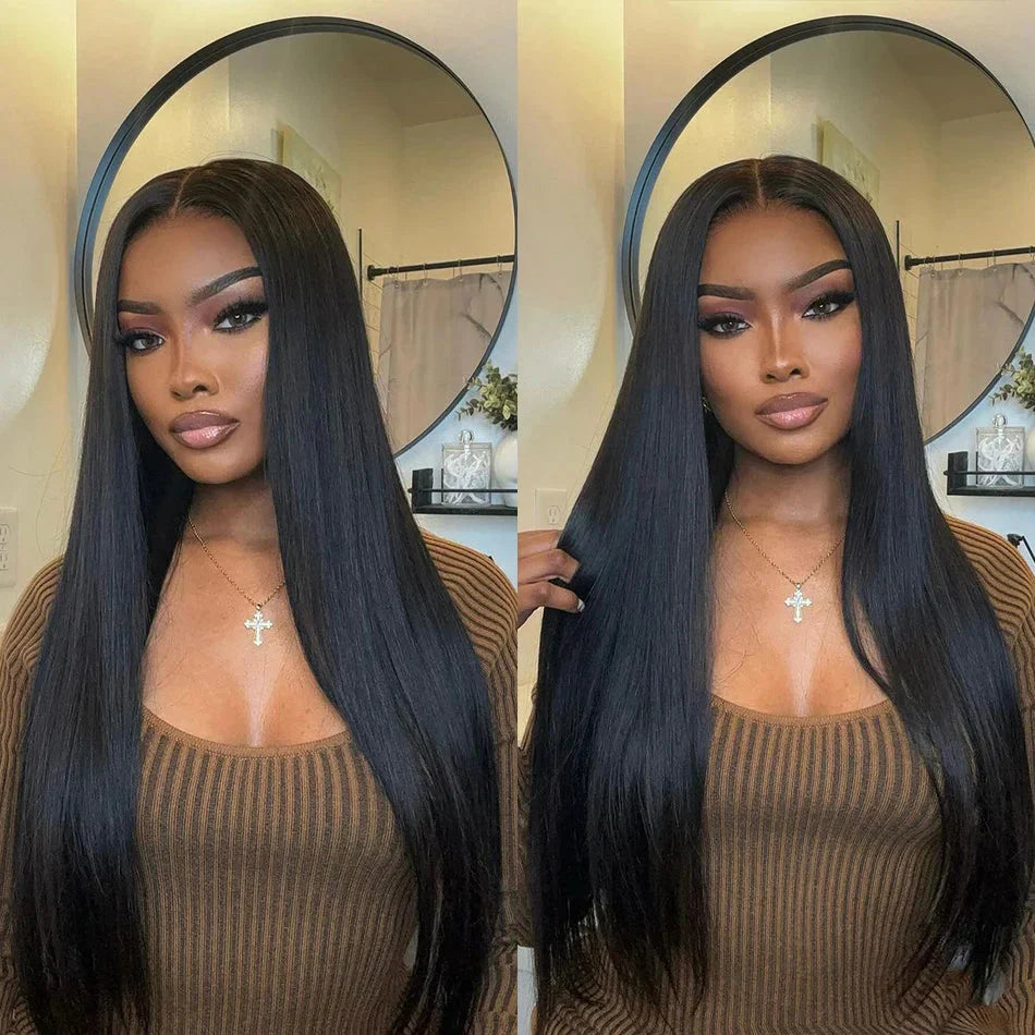 100% Unprocessed | Remy Human Hair | Bone Silky Straight | Indian Hair Closure Wig | Wear And Go | Glueless