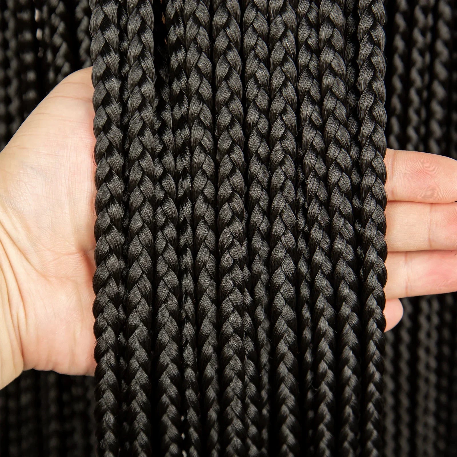 34" Box Braided Full Lace Wig | Braids with Bangs | Synthetic Hair Wig for Black Women | Kanekalon