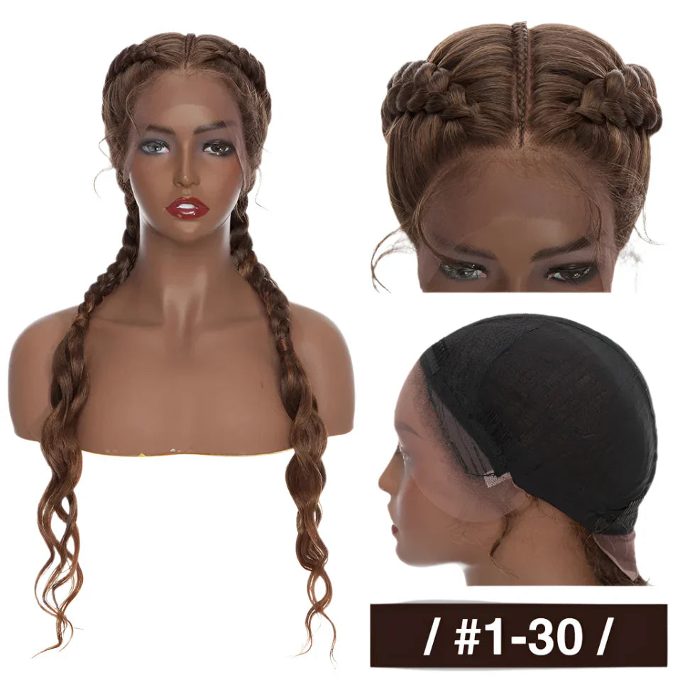 26" Dutch Braids Lace Front Wig | My-Lady Cornrow Afro Wig | Synthetic African Braided Wig | Wavy Texture