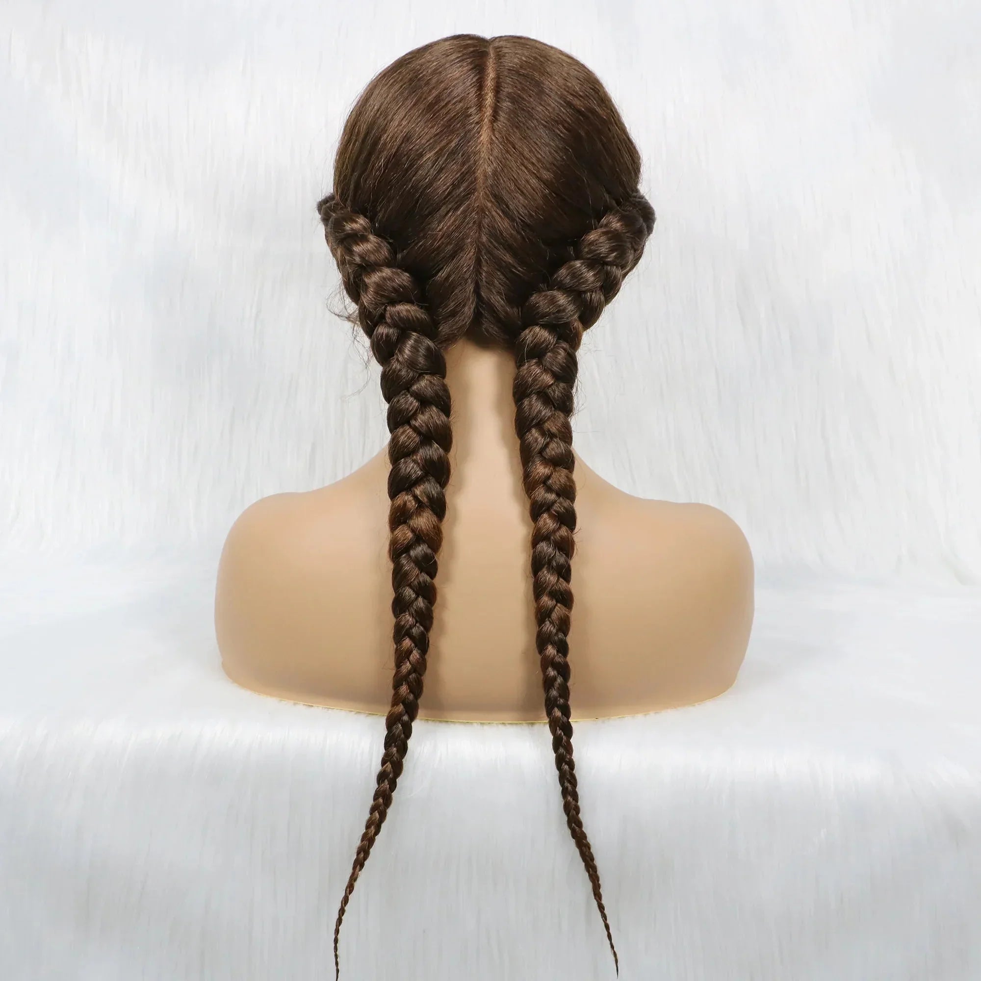 24" Dutch Cornrow Box Braid Wig | Lace Front Synthetic Wig with Baby Hair | Afro Wig for Black Women | High-Temp Fiber