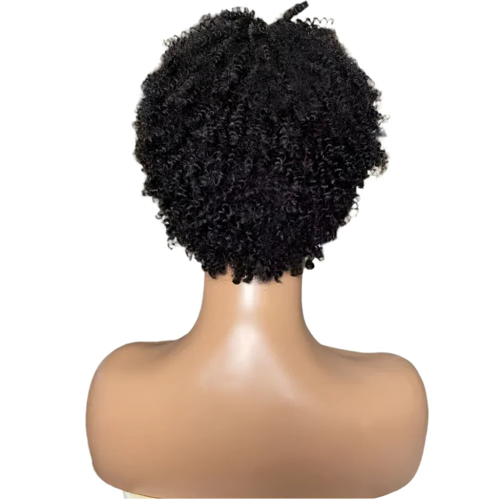 100% Human Hair | Afro Kinky Curly | Full Machine | Short Wigs | Brazilian Virgin Hair Wig