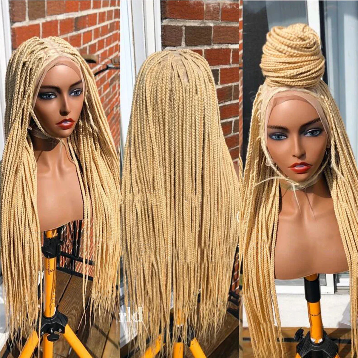 28" Platinum Grey Box Braided Wig | Full Lace | Kanekalon Synthetic Hair | Choose Lace Color