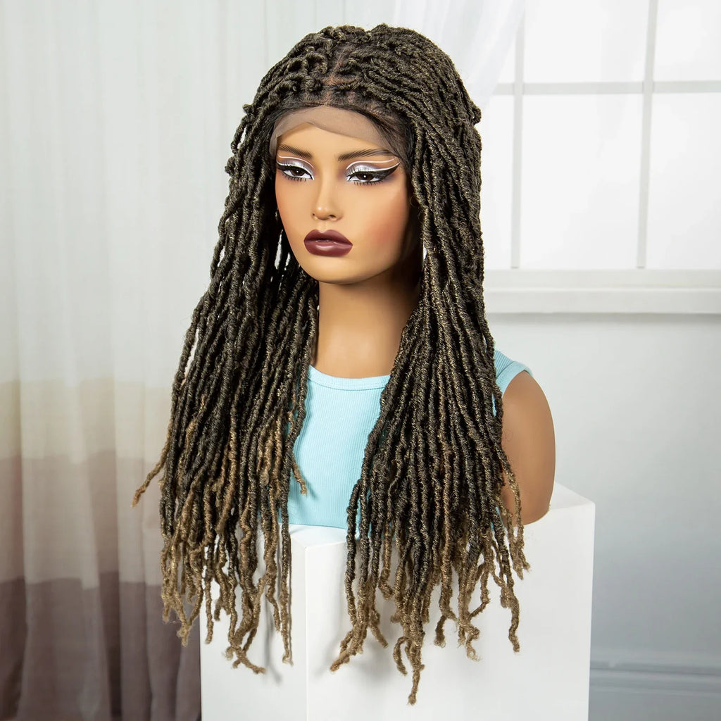 24" Knotless Box Locs Braided Wig | Full Lace Frontal Dreadlock Style